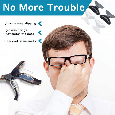 Anti-Slip Nose Pads Silicone Butterfly Shape, 13 Pairs Soft Non-Slip Adhesive Nose Pads for Glasses
