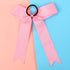 Hipcheer 20 Pcs Collegiate Style Cheer Bows for Girls, Handmade Long Tail Skinny Ponytail Holders for Sports (Pink)