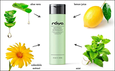 RAYA Menthol Astringent 6 oz (203) | Effective Facial Toner for Combination and Oily Skin | Cools, Refreshes, Soothes
