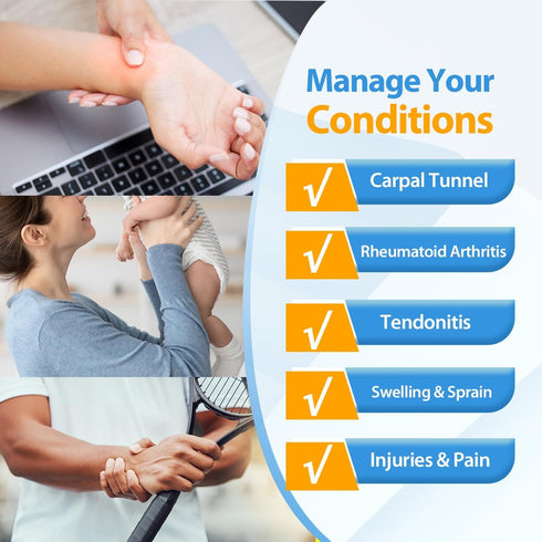 Wrist Ice Pack for Carpal Tunnel - Reusable Hot Cold Therapy Hand Ice Pack Wrap for Hand Surgery, Rheumatoid,
