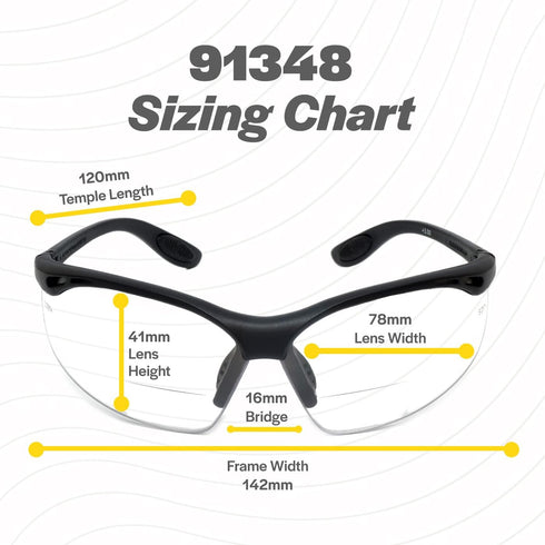 Calabria 91348 Wrap Around Bifocal Reading Safety Glasses, Blue Mirror +2.50