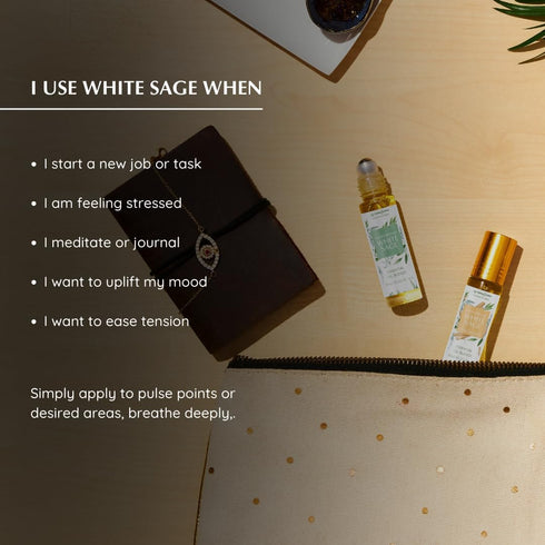 White Sage & Sandalwood Essential Oil Roll-On Blend by Aromafume | 10ml | Aromatherapy Oil for Cleansing Energy