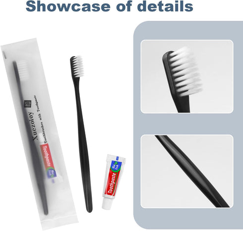 Disposable Toothbrushes with Toothpaste Pack of 100, Individually Wrapped Travel Toothbrush Kit