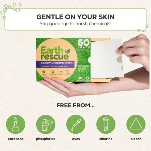 Laundry Detergent Sheets - 30 Sheets (Up to 60 Loads) | Unscented, Hypoallergenic, Concentrated, Eco-Friendly,