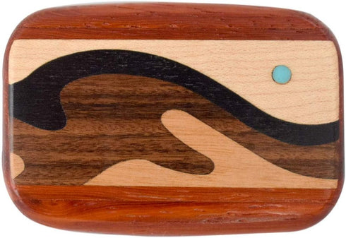 Handcrafted Pocket Pill Box - Standard Size in Padauk Wood with Elegant Wave Inlay