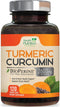 Turmeric Curcumin 2600mg with BioPerine Black Pepper Extract, 120 Capsules, Non-GMO, Joint Support