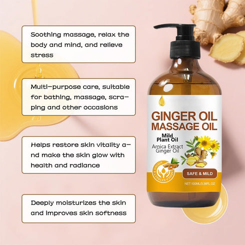 VSDFAW (3.38Floz/Pcs) (1Pcs) Ginger Oil, Natural Ginger Body Oil for Gua Sha Massage, Warming and Relaxing, Soothing