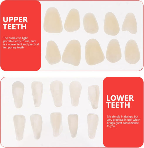 EXCEART Teeth Veneer 100 Pieces Artificial Resin Tooth Fillings, Temporary Tooth Replacements