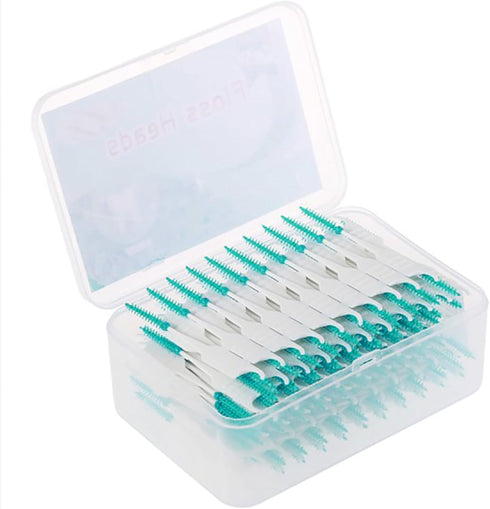 200PCS Interdental Brushes, Double-Ended Silicone Toothpick Dental Floss Pick with Disposable Bristles
