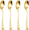 WDF 100 Pack Gold Plastic Spoons Disposable, 6.9 Inch Heavy Duty Spoons for Parties, Weddings
