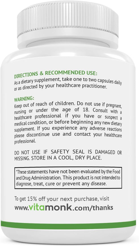 VitaMonk Resveratrol with Pterostilbene, 60 Capsules, 600mg/60mg, Healthy Aging & Longevity Supplement, No Artificial