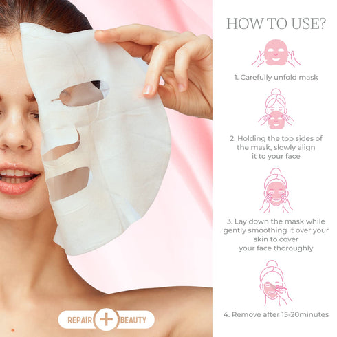 Hyaluronic Acid & Vitamin E Sheet Face Mask, Plumps & Moisturizes Skin, Cruelty Free Korean Skin Care