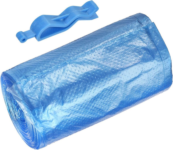 MECCANIXITY 4 Rolls 120 Counts Blue Small Trash Bags & 6Pcs Garbage Bin Clip for Home, Office, Daily Use