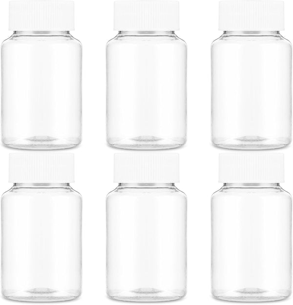 Sibba Clear Pill Bottle 6 Pcs Transparent 30ML Medicine Organizers, Leak Proof Caps for Toiletries Storage