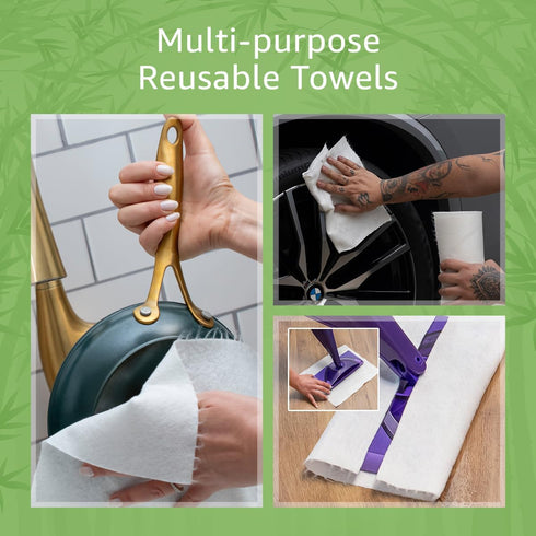 2 Rolls of Bamboo Reusable Paper Towels, Heavy Duty & Super Absorbent, Ecofriendly Machine Washable, 20 Sheets