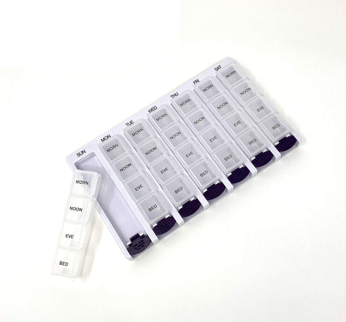 Weekly AM/PM Pill Box Organizer by P&P MEDICAL SURGICAL, Portable Travel Prescription & Medication Case (7-Day /