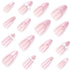 Press on Nails Medium Almond MABKJLF French Tip Fake Nails, Pink Full Cover with Bow Designs, 24Pcs