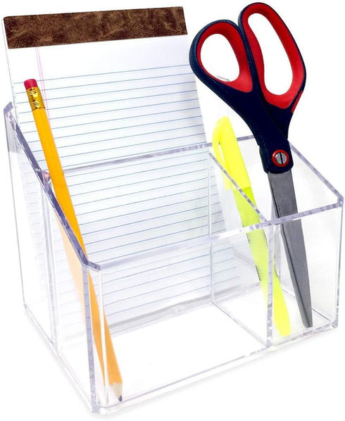Isaac Jacobs Clear Acrylic 3-Compartment Organizer - Remote Holder & Multi-Functional Storage Solution