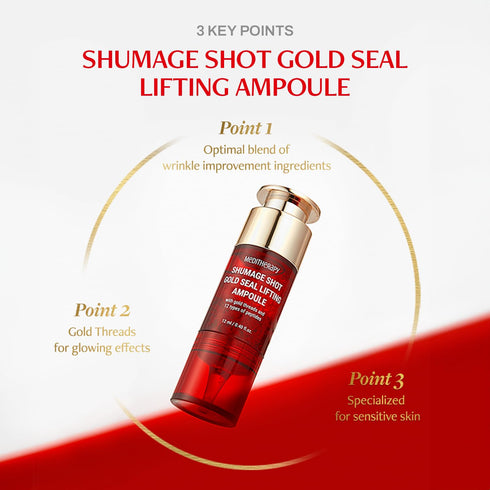 Shumage Gold Seal Lifting Ampoule, Collagen Serum for Anti-wrinkles, Glowing Skin, Korean Skincare, 0.4 fl.oz.