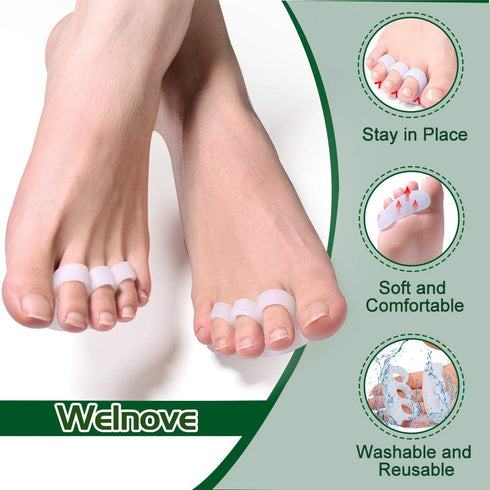 Welnove Hammer Toe Crests Straightener, 4 Pcs Gel Toe Support Pads Cushion, White