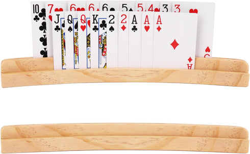 ZUFECY 2-Pack Wooden Card Holders, 2-Layer Slots for 50+ Poker Cards, Solid Pine