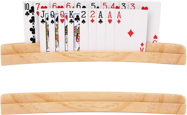 ZUFECY 2-Pack Wooden Card Holders, 2-Layer Slots for 50+ Poker Cards, Solid Pine