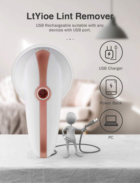 Lint Remover Shaver LtYioe Fabric Shaver, USB Rechargeable Sweater Fuzz Remover with 2 Blades, Lightweight and Portable