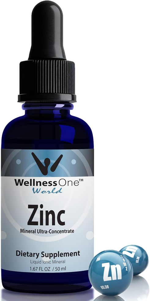 WellnessOne Ionic Liquid Zinc Drops - Highly Absorbable Zinc Supplements for Kids & Adults, 1.67 fl oz