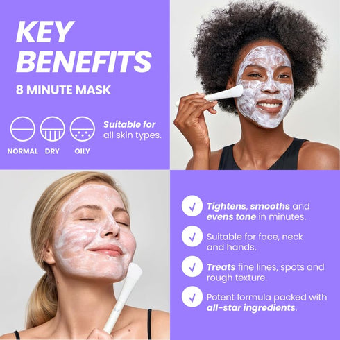 Wonderskin 8 Minute Hydrating Face Mask, Anti Aging Mask with Vitamin C and Niacinamide, Moisturizing Face Mask Pack of