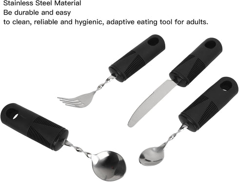 Weighted Utensils Set for Parkinsons Patients, Adaptive Silverware for Hand Tremors, 4Pcs Spoon Fork Knife Built Up