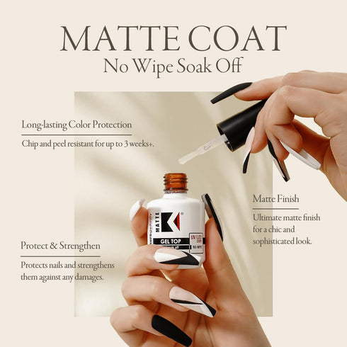 KUPA GelFinity Soak Off Gel Top Coat Matte Finish (No Wipe) 0.5 Fl Oz