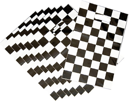 LYT 30 PCS Black and White Checkered Racecar Gift Bags - Birthday Party Supplies for Kids Race Car Theme