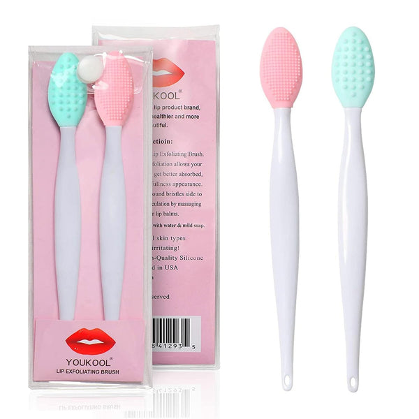 Lip Scrub Brush, Double-Sided Silicone Exfoliating Tool, Gentle Lip Exfoliator Scrubber Brush, 2 PCS