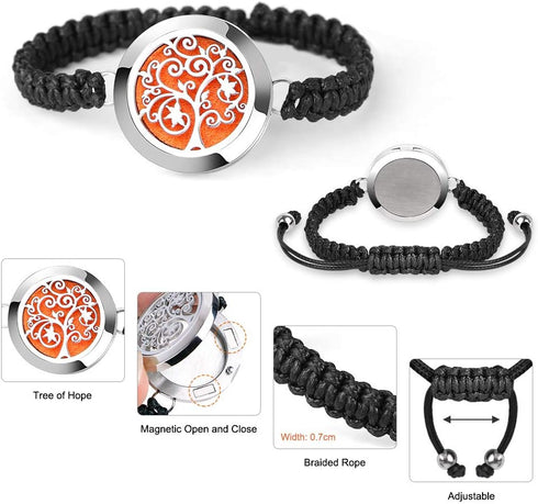 Set 12pcs ttstar Essential Oil Diffuser Bracelet - Stainless Steel Aromatherapy Locket with Adjustable Band, Includes