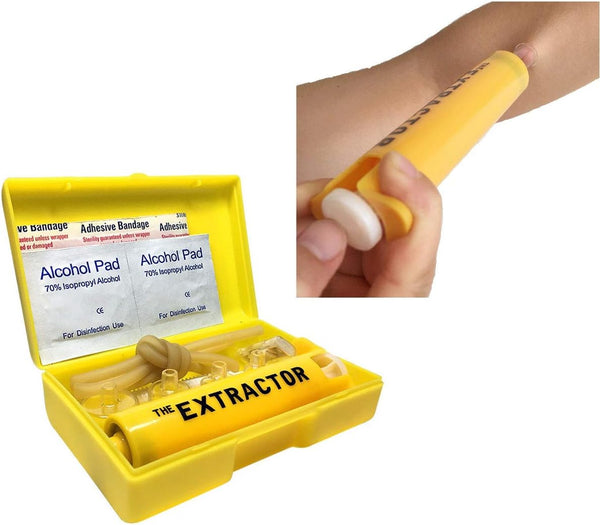 Insect Bug Bee Sting Snake Bite Venom Extractor Suction Kit Tool Pump for First Aid Safety Hiking Camping Yellow