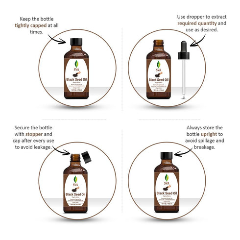 SVA Black Seed Oil - 4 Fl Oz, 100% Natural Cold Pressed for Face, Skin, Hair Care, with Dropper