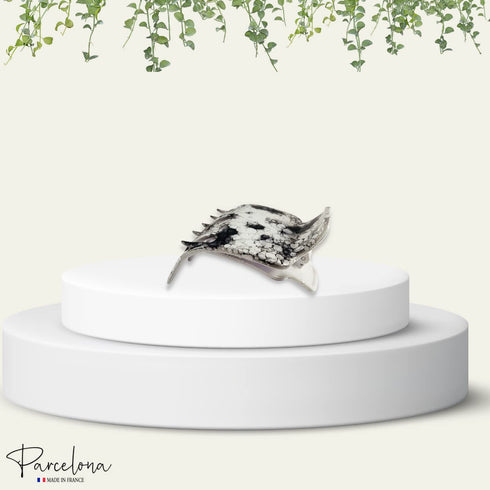 Parcelona French Paw Yoga Hair Claw Clip - White Black, Wide Side Slide In