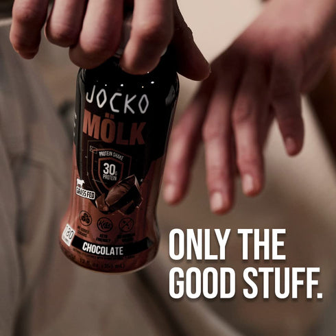 Jocko Moelk 30g Grass Fed Protein Shakes, Chocolate, 12 FL Oz, KETO Friendly, No Added Sugar