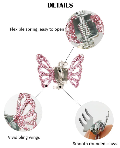 Wecoe 30pcs Small Butterfly Hair Clips Mini Claw Clips Cute Purple Pink Gold Silver Black Hair Clips Metal Decorative Tiny Hair Clips Kid Baby Toddler Halloween Hair Accessories Women Girls Gift