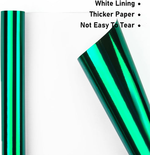NESCCI Dark Green Metallic Wrapping Paper, Solid Color Gift Wrapping Paper for Wedding, Valentine's Day, Christmas