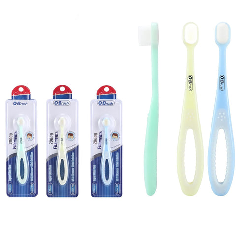OBrush Kids' Toothbrush - Battery Powered, Green Blue Yellow, Ultra Soft Bristles, Small