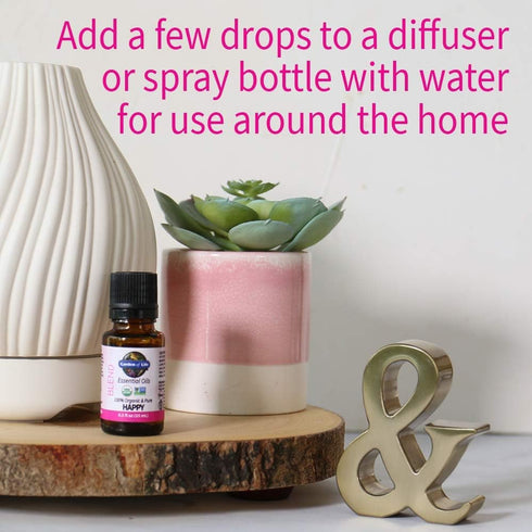 Garden of Life Essential Oils, 100% Organic & Pure Geranium, Sweet Orange & Palmarosa, 0.5 fl oz, Happy Blend