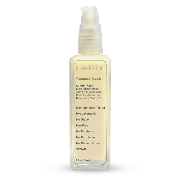 Luxe Beauty Non-Greasy Hyaluronic Acid Moisturizer - Coconut-Scented Lotion, Silicone-Free, Organic Ingredients - 2oz