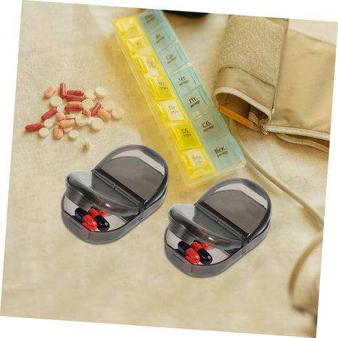 Hemobllo Weekly Portable Pill Organizer Medicine Case with Wear-Resistant Black Shell, Compact Detachable Medicine