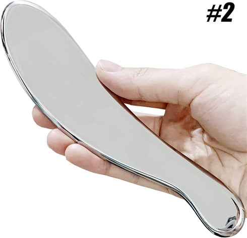MObyat 1Pcs 2) Stainless Steel Gua Sha Scraping Massage Tool, Muscle Scraper Physical Therapy for Soft Tissue for Back