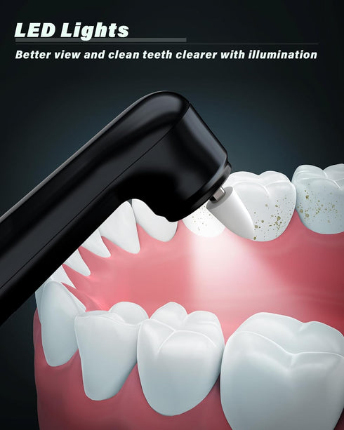 Tooth Polisher, Rechargeable Whitening Kit for Teeth Cleaning, 3 Tooth Polish Paste, 5 Brush Heads, LED Light, At-Home