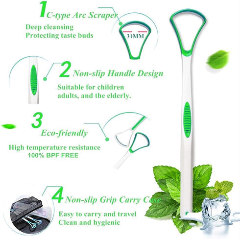 Tongue Scraper Cleaner, 100% BPA Free with Travel Handy Case for Adults and Kids, 4 Pack for Healthy Oral Care