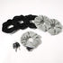 Pocket Scrunchies with Zipper Stash, Hair Ties (Black Gray)