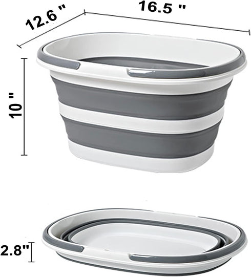 Large Plastic Cleaning Caddy Bucket with Handles - Portable Tool Storage Tote, Collapsible for Fishing, Garden (Grey)