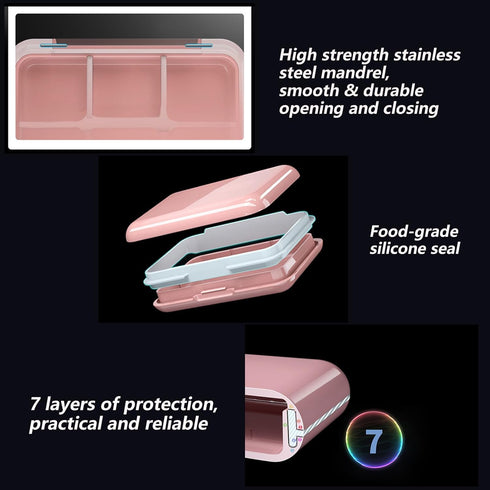 Large Pink Pill Box, Waterproof Travel Pill Case, Portable Daily Pill Container, 6 Compartments, Compact Medicine